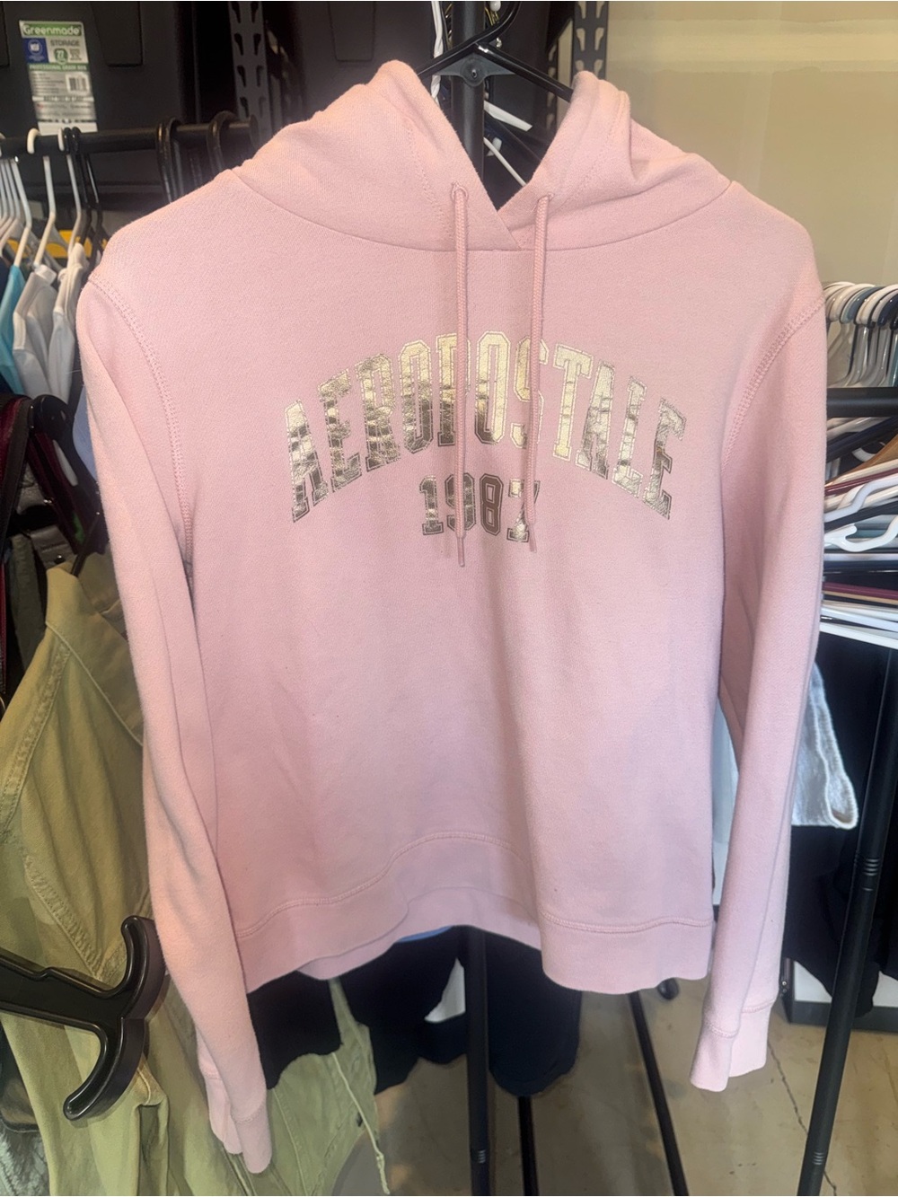 Aeropostale Light Pink Hoodie with Metallic Logo
